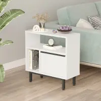 En.casa Table d'appoint 'Vesanto' avec porte rabattable 60 x 60 x 26 cm Blanc