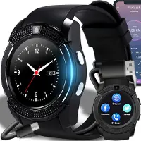 Retoo Smart Watch Smart Watch 45mm Montre de poignet Ecran tactile SIM Bracelet sportif Fitness Cadeau Appel Android Hommes Femmes Noir