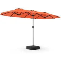 Costway Parasol double 400 x 200 cm avec pied et manivelle, grand parasol XXL, indice de protection solaire UPF 50+, parasol de jardin, parasol de terrasse, parasol de marché, couleur orange