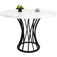 StarTech.com Table à manger ronde - Table à manger - 80 x 80 x 76 cm - Plateau en MDF aspect marbre - Pour 4 à 6 personnes - Style moderne - Assemblage requis - Noir