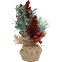 Atmosphera | Sapin de Noël - 24 cm - dans un sac en jute - Décoration de Noël - Mini sapin de Noël