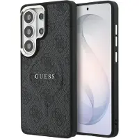 GUESS Coque arrière en cuir 4G avec MagSafe pour Samsung Galaxy S26 Ultra - Gold Edge - Black