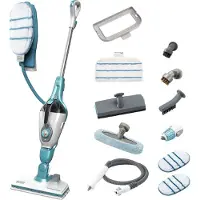Black & Decker BLACK+DECKER Balai Vapeur 1300W Multifonctions avec Gant Steamitt et 12 Accessoires
