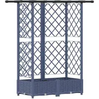 vidaXL Jardinière surélevée avec treillis et toit, gris, 124 x 40 x 121 cm, PP