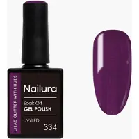 Nailura - Gel Polish 334 - Lilac Glitter with Hues - 10 ml (Paillettes lilas avec hues, Vernis effet gel)