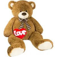 Ed Brubaker Ours en peluche géant XXL 150 cm brun avec un cœur en peluche 'LOVE