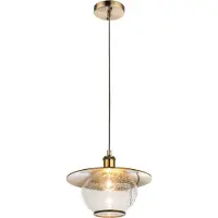 Globo Lighting Lampe à suspendre métal bronze, verre, câble PVC brun, ø : 300mm, H : 1200mm, excl. 1x E27 60W 230V