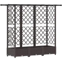 vidaXL Jardinière surélevée avec treillis et toit, marron, 164 x 40 x 121 cm, PP
