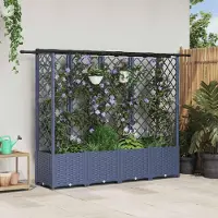 Prolenta Maison Exclusive - Jardinière surélevée avec treillis et toit, couleur gris, dimensions 202 x 40 x 136 cm, en polypropylène