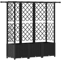 vidaXL Jardinière surélevée avec treillis et toit, noir, 163,5 x 40 x 138 cm, PP