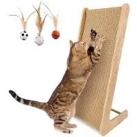 OEM Griffoir pour chat, 72 cm de haut, en forme de L, en sisal, à fixer au mur, avec balle