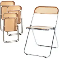 En.casa Chaise pliante 'Pornainen' set de 4 pièces structure acier orange, transparent