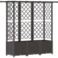 vidaXL Jardinière surélevée avec treillis et toit, couleur marron, 163,5 x 40 x 136 cm, en PP