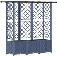 vidaXL Jardinière surélevée avec treillis et toit gris, 163,5 x 40 x 136 cm, en PP