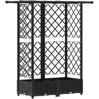 vidaXL Jardinière surélevée avec treillis et toit, noir, 124 x 40 x 123 cm, PP