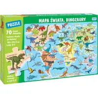 Jako Puzzle 70 éléments. Carte du monde. Dinosaures