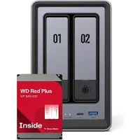 UGREEN DXP2800 2Bay 8TB NAS met 2x 4TB WD RED (2 x 4 To, WD Red)
