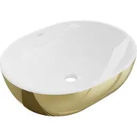 Mexen Viki lavabo à poser 48 x 35 cm, blanc/or - 21054806