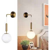 Alpinaluz Suspension nordique minimaliste en laiton doré avec boule de cristal "ATHENS" E27, Ø18 cm