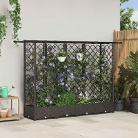 Prolenta Maison Exclusive - Jardinière surélevée avec treillis et toit, couleur marron, dimensions : 202,5 x 40 x 121 cm, matériau : polypropylène