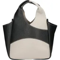 Gave Lux Mini sac cabas en cuir véritable turquoise et blanc, avec bandoulière amovible, fabriqué à la main en Italie