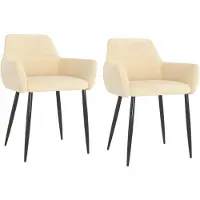 Syfax Chaises à manger lot de 2 Crème Velours