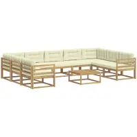 vidaXL Ensemble de salon de jardin 10 pièces, blanc et crème