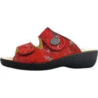 Belvida : Sandales plates pour femmes, semelle intérieure, modèle pantoufle, couleur rouge, style décontracté