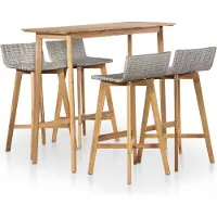 The Living Store Ensemble de salle à manger 5-pc. Ensemble de salle à manger de jardin bois massif acacia