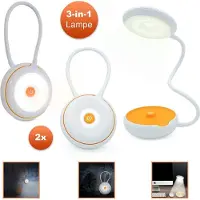 Eaxus Lampes de bureau LED tactiles avec 2 ampoules à intensité variable, mode veille et lampe de poche