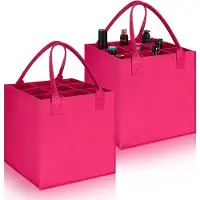 Famanu Porte-bouteilles portable en non-tissé, 27 x 27 x 27 cm, réutilisable, cloisons amovibles, jaune