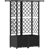 vidaXL Jardinière surélevée avec treillis et toit, noir, 124 x 40 x 138 cm, PP