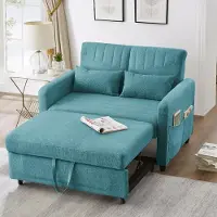 Sweiko Canapé-lit avec fonction sommeil] Canapé pliant deux places, design extensible, simple et moderne, style contemporain, dossier réglable en trois positions, tissu respirant en coton et lin