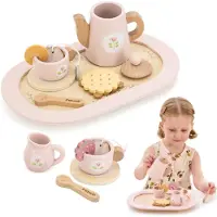 Viga Toys Viga Polarb Service à Thé en Bois Thé Fantaisie