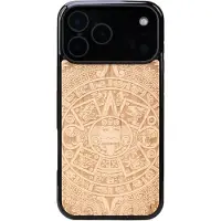 BeWooden Housse en bois pour iPhone 17 Pro Max, Aniegre Calendrier aztèque
