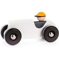 Bajo Holz Retro Rennwagen - Voiture jouet blanche durable