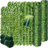 Krumad , lot de 2 haies brise-vue en lierre artificiel, 500 x 50 cm, brise-vue pour balcon et jardin en lierre artificiel, avec 200 attaches, vert