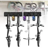 OEM Support mural pour 4 vélos et 3 crochets, support pour garage ou pour la maison, fixation murale verticale, crochets de sécurité, capacité de charge jusqu'à 250 kg, peu encombrant