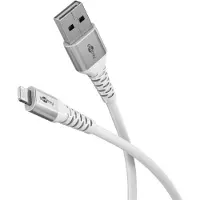Goobay 74512 Lightning vers USB-A Câble textile super doux avec connecteurs métalliques, 2 m, 2 m, blanc - Câble de charge et de synchronisation élégant et extra-robuste, MFi, pour Apple