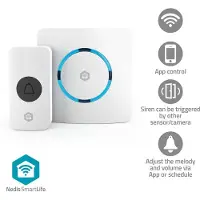 Nedis Sonnette sans fil avec Wi-Fi, 60 mélodies, blanche