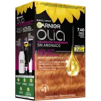 Garnier Olia Coloration Permanente Sans Ammoniaque, Odeur Agréable Aux Huiles Florales D'Origine Naturelle - Cuivre Intense Gras 7.40