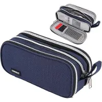Famanu Sac d'école et de bureau à 3 compartiments - Bleu marine/Bleu foncé - pour garçons