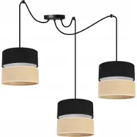 Light11 HOME Light-Home Juta Spider Lampe à suspendre - métal avec abat-jour en tissu - E27 - Spider 3-flamme 20 cm - base noire et jute et noir