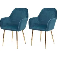 Mendler 2x Chaise De Salle À Manger Hwc-F18, Chaise De Cuisine, Design Rétro Velours Menthe, Pieds Dorés