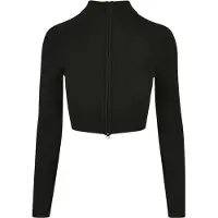 Urban Classics Ladies Cropped Rib Knit Zip Cardigan black - XS