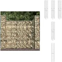 vidaXL Paniers de gabion 3 pcs. Acier galvanisé 25 x 25 x 197 cm - Panneaux de clôture