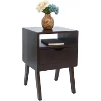 Mendler Table de chevet HWC-P16, commode, table d'appoint, armoire, tiroir, 64 x 42 x 40 cm brun foncé