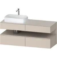Duravit Collection One Meuble sous-vasque sur console, 2 tiroirs, 2 coulissants, découpe à gauche, 1400x550x600mm, niche Taupe Supermatt, QA4765083830010
