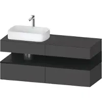 Duravit Collection One Meuble sous-vasque sur console, 2 tiroirs, 2 coulissants, découpe à gauche, 1400x550x600mm, crédence en chêne noir, QA4765016490010