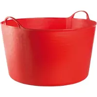 Un RED HOG Panier de jardin plastique 42L Poignées Durabilité : 120 kg Flexi Bag Panier à linge rond Récipient pour la maison, le jardin, le bâtiment, super résistant, polyvalent, rouge